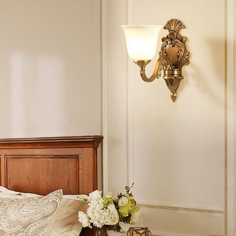 Curved Shape Brass Crystal Glass 1/2 Light Wall Sconce Lamp