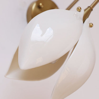 Curved Ceramic Shade Iron Frame 1-Light Wall Sconce Lamp