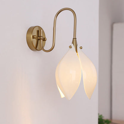 Curved Ceramic Shade Iron Frame 1-Light Wall Sconce Lamp