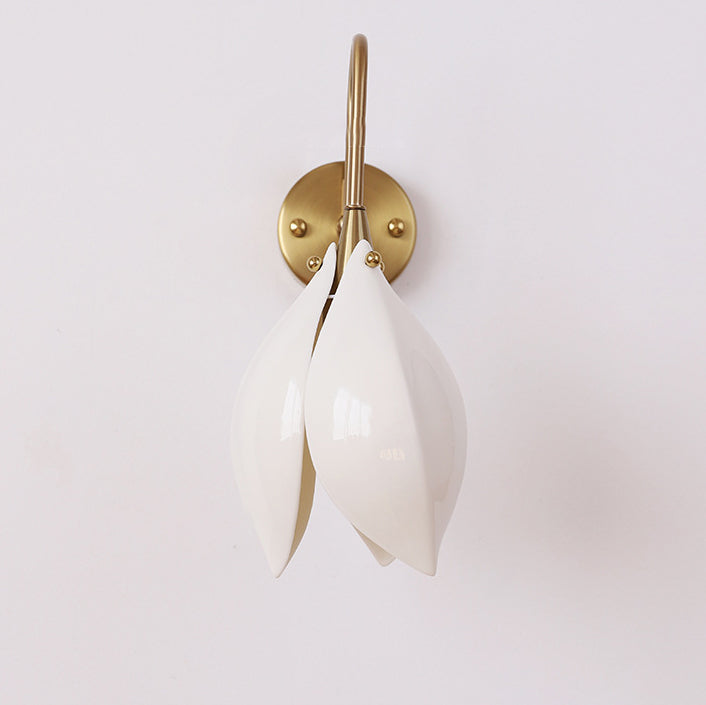 Curved Ceramic Shade Iron Frame 1-Light Wall Sconce Lamp