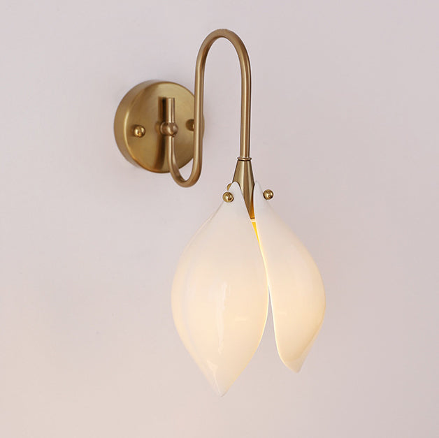 Curved Ceramic Shade Iron Frame 1-Light Wall Sconce Lamp