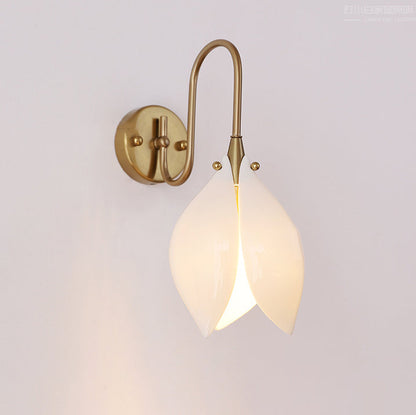 Curved Ceramic Shade Iron Frame 1-Light Wall Sconce Lamp