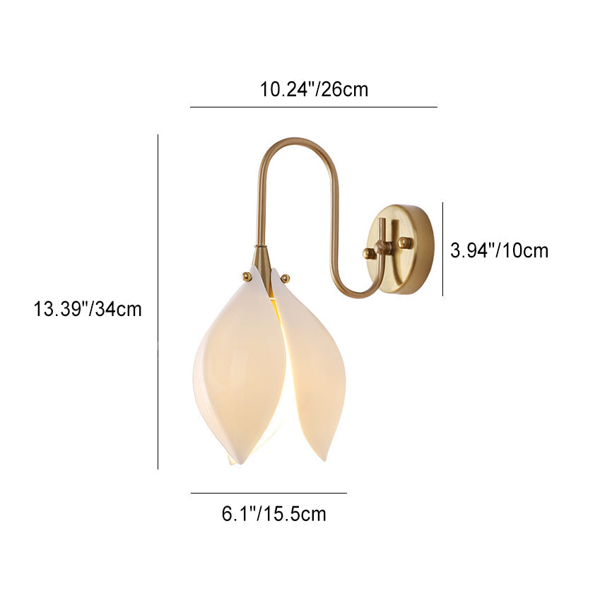 Curved Ceramic Shade Iron Frame 1-Light Wall Sconce Lamp