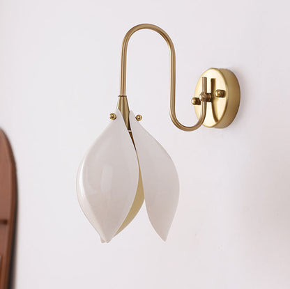 Curved Ceramic Shade Iron Frame 1-Light Wall Sconce Lamp