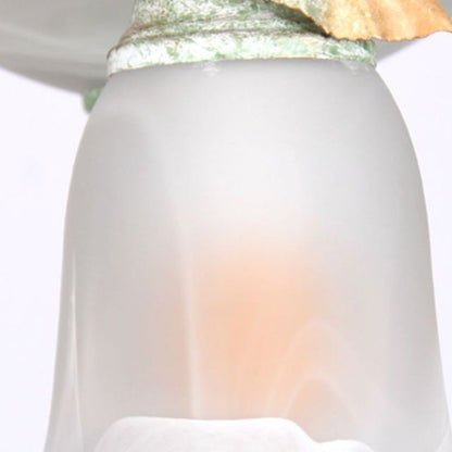 Faux Iron Frame Glass Shade 1/2 Light Wall Sconce Lamp