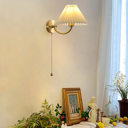 Round Shade Full Copper Frame 1-Light Wall Sconce Lamp