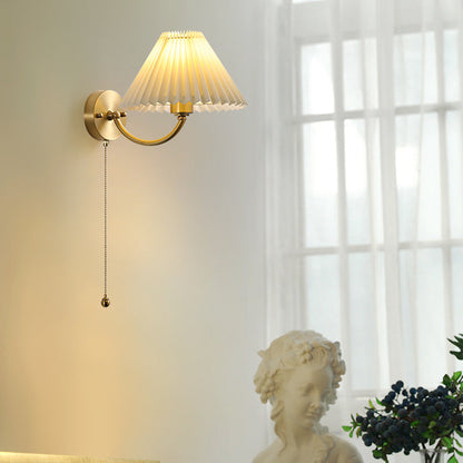 Round Shade Full Copper Frame 1-Light Wall Sconce Lamp