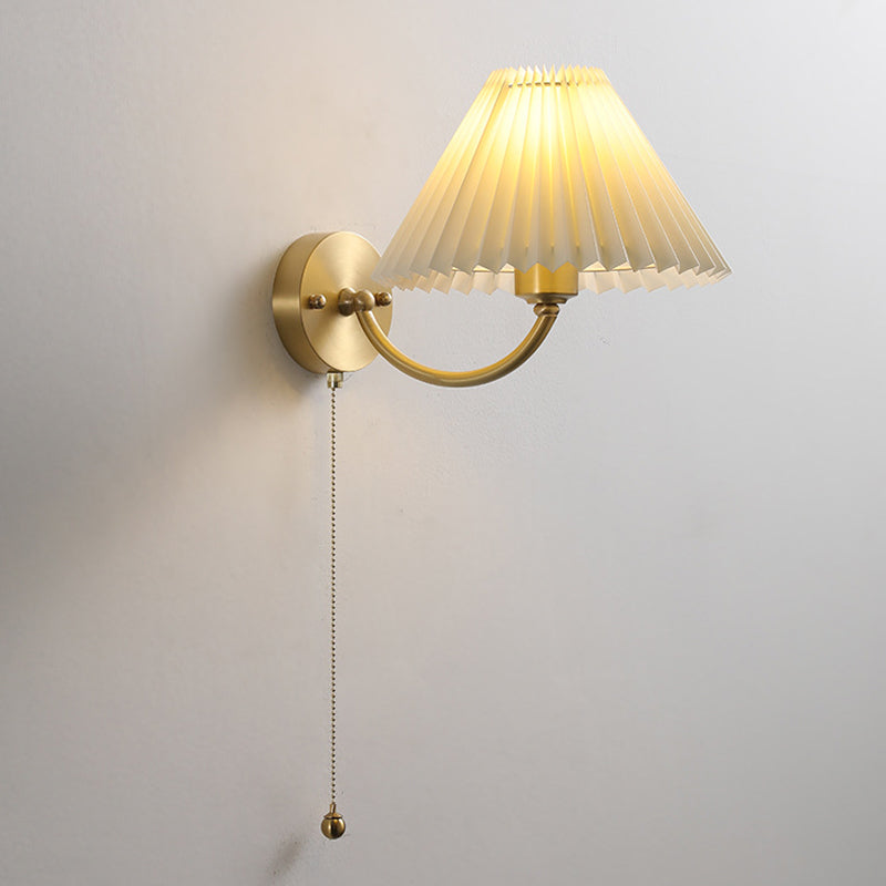 Round Shade Full Copper Frame 1-Light Wall Sconce Lamp