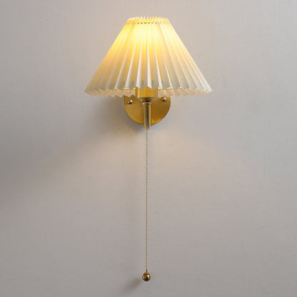 Round Shade Full Copper Frame 1-Light Wall Sconce Lamp