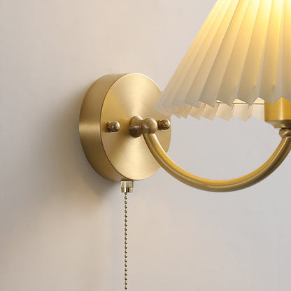 Round Shade Full Copper Frame 1-Light Wall Sconce Lamp