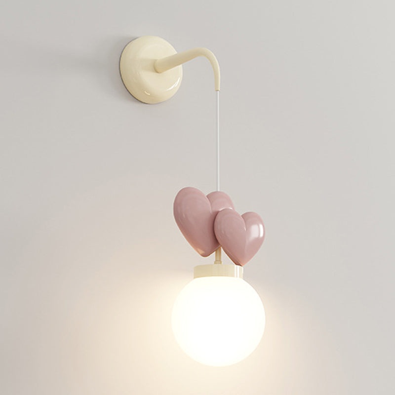 Orb Love Heart Hardware Resin 1-Light Wall Sconce Lamp