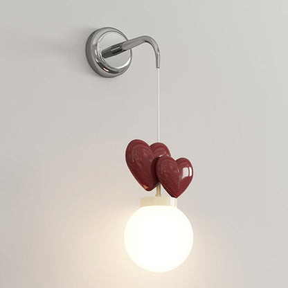Orb Love Heart Hardware Resin 1-Light Wall Sconce Lamp