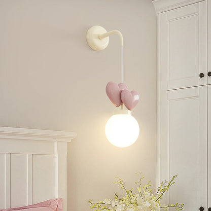Orb Love Heart Hardware Resin 1-Light Wall Sconce Lamp