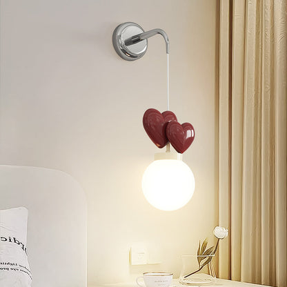 Orb Love Heart Hardware Resin 1-Light Wall Sconce Lamp
