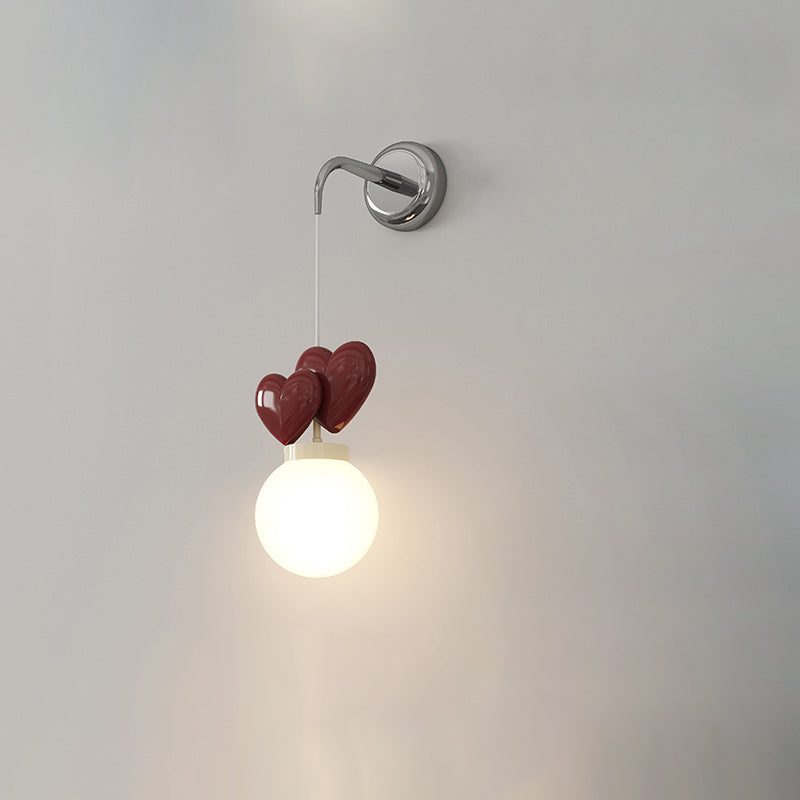 Orb Love Heart Hardware Resin 1-Light Wall Sconce Lamp