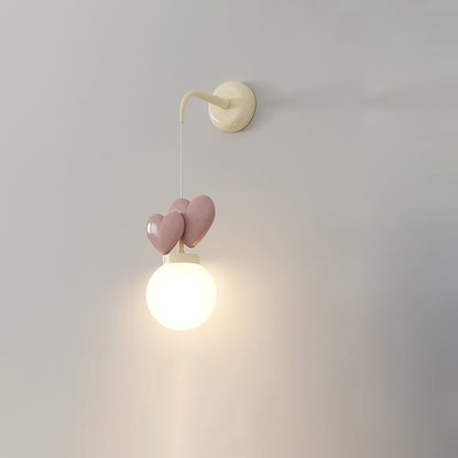 Orb Love Heart Hardware Resin 1-Light Wall Sconce Lamp