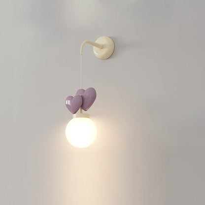 Orb Love Heart Hardware Resin 1-Light Wall Sconce Lamp