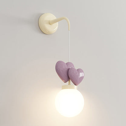 Orb Love Heart Hardware Resin 1-Light Wall Sconce Lamp
