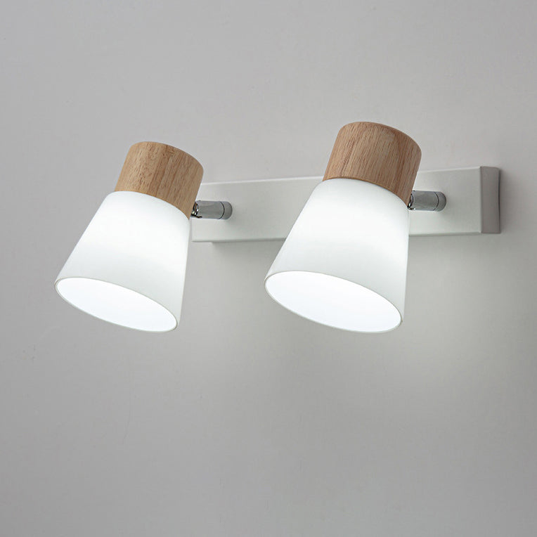 Round Metal Wood Glass Shade 1/2 Light Wall Sconce Lamp