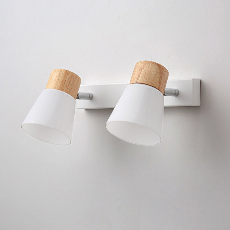 Round Metal Wood Glass Shade 1/2 Light Wall Sconce Lamp