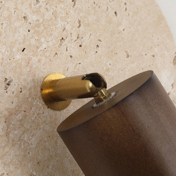 Japanese Yellow Travertine Wood Shade LED Wall Sconce Lamp