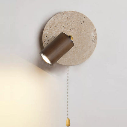 Japanese Yellow Travertine Wood Shade LED Wall Sconce Lamp