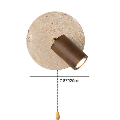 Japanese Yellow Travertine Wood Shade LED Wall Sconce Lamp