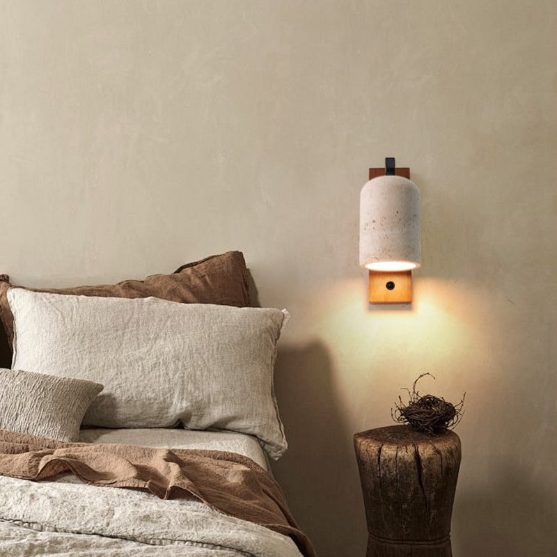 Japanese Yellow Travertine Shade 1-Light Wall Sconce Lamp