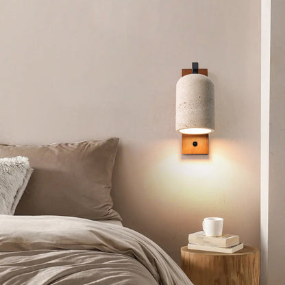 Japanese Yellow Travertine Shade 1-Light Wall Sconce Lamp