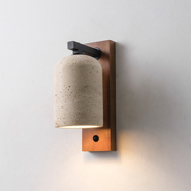 Japanese Yellow Travertine Shade 1-Light Wall Sconce Lamp