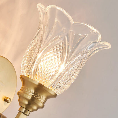 Curved Cup Shape Copper Glass 1/2 Light Wall Sconce Lamp