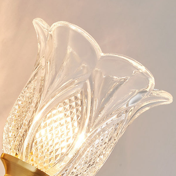 Curved Cup Shape Copper Glass 1/2 Light Wall Sconce Lamp