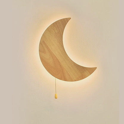 Minimalist Moon Bunny Wood Acrylic LED Wall Sconce Lamp