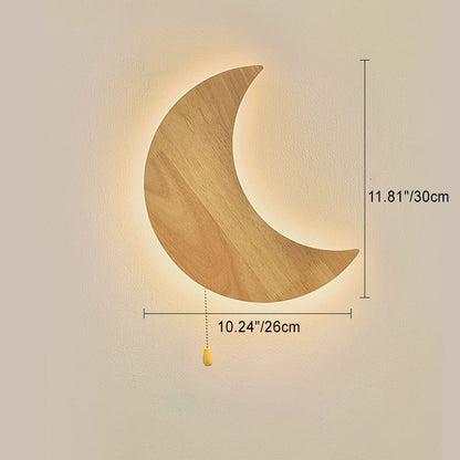 Minimalist Moon Bunny Wood Acrylic LED Wall Sconce Lamp