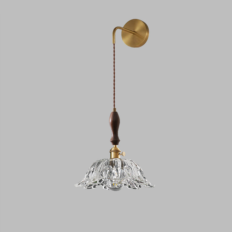 Japanese Full Brass Glass Shade 1-Light Wall Sconce Lamp