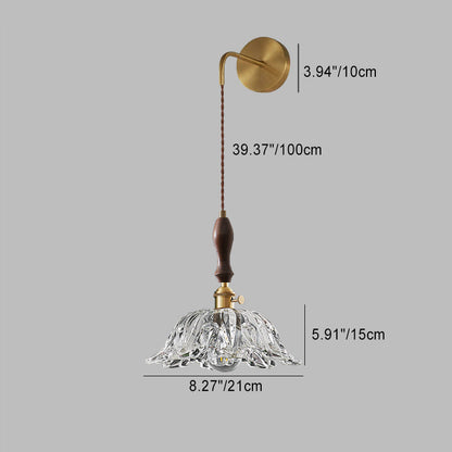 Japanese Full Brass Glass Shade 1-Light Wall Sconce Lamp