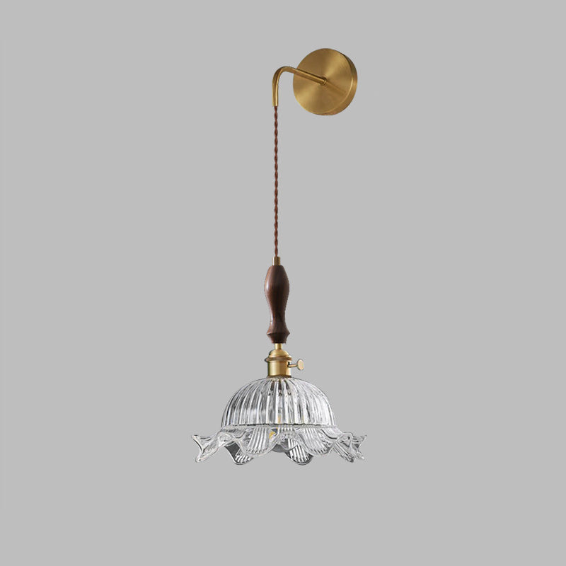 Japanese Full Brass Glass Shade 1-Light Wall Sconce Lamp