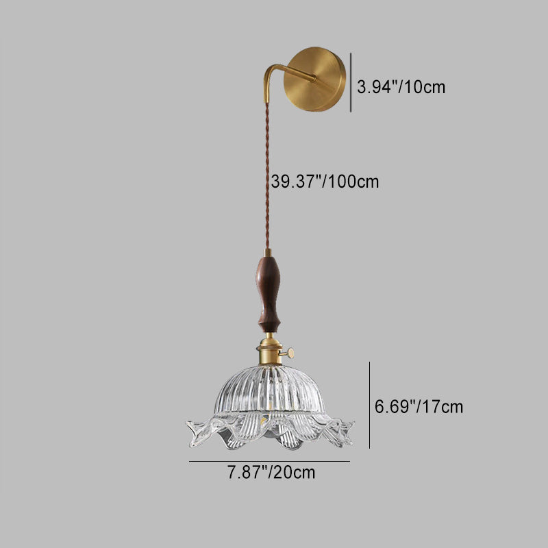 Japanese Full Brass Glass Shade 1-Light Wall Sconce Lamp