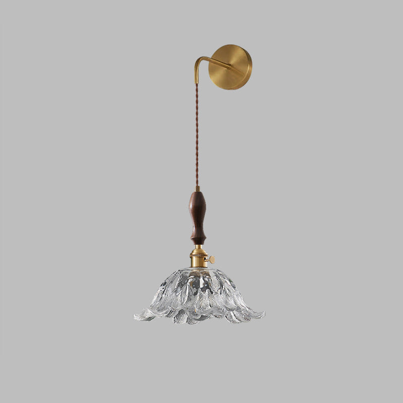 Japanese Full Brass Glass Shade 1-Light Wall Sconce Lamp