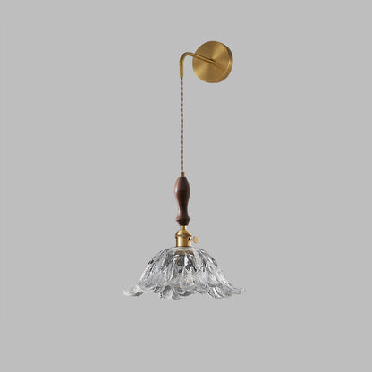 Japanese Full Brass Glass Shade 1-Light Wall Sconce Lamp