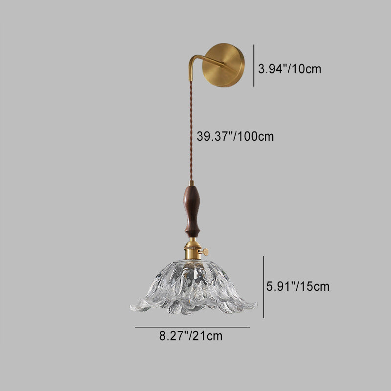 Japanese Full Brass Glass Shade 1-Light Wall Sconce Lamp