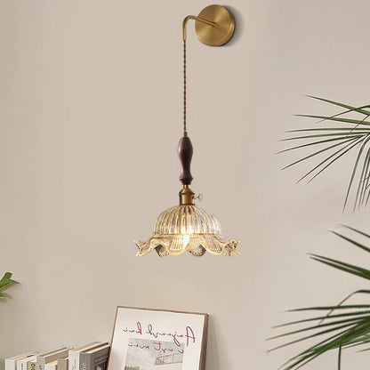 Japanese Full Brass Glass Shade 1-Light Wall Sconce Lamp