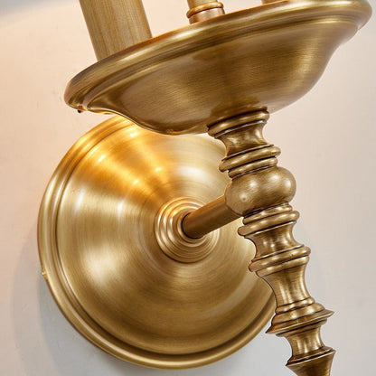 Round Candle Holder Full Brass 2-Light Wall Sconce Lamp