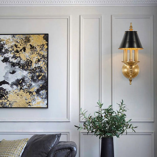 Round Candle Holder Full Brass 2-Light Wall Sconce Lamp