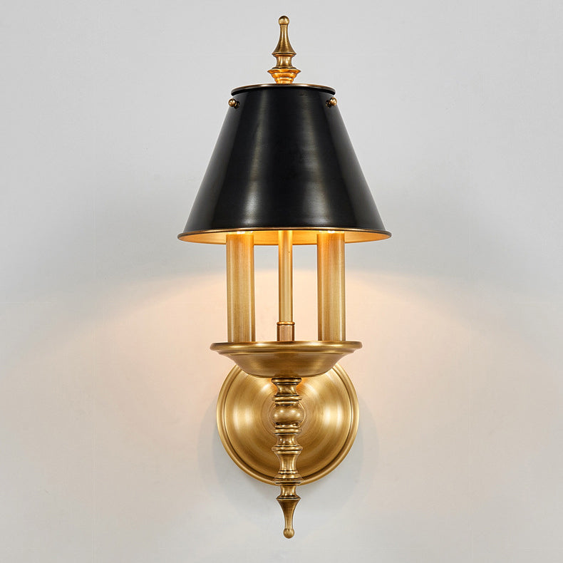 Round Candle Holder Full Brass 2-Light Wall Sconce Lamp