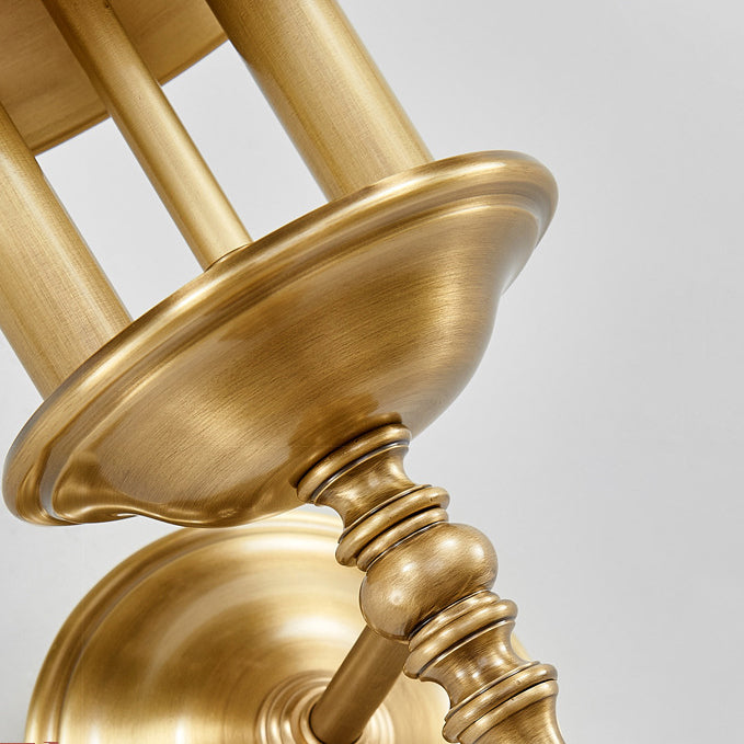Round Candle Holder Full Brass 2-Light Wall Sconce Lamp