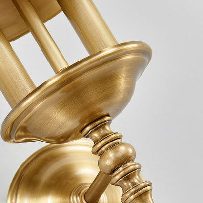 Round Candle Holder Full Brass 2-Light Wall Sconce Lamp