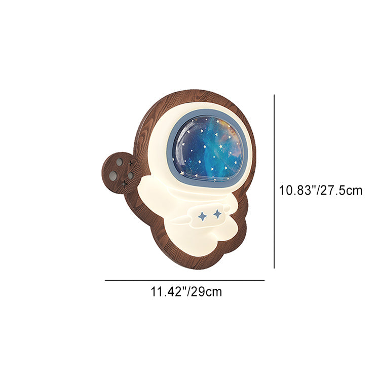 Creative Astronaut Wood Base PE Shade LED Wall Sconce Lamp