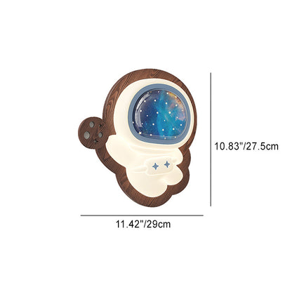 Creative Astronaut Wood Base PE Shade LED Wall Sconce Lamp