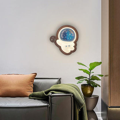 Creative Astronaut Wood Base PE Shade LED Wall Sconce Lamp